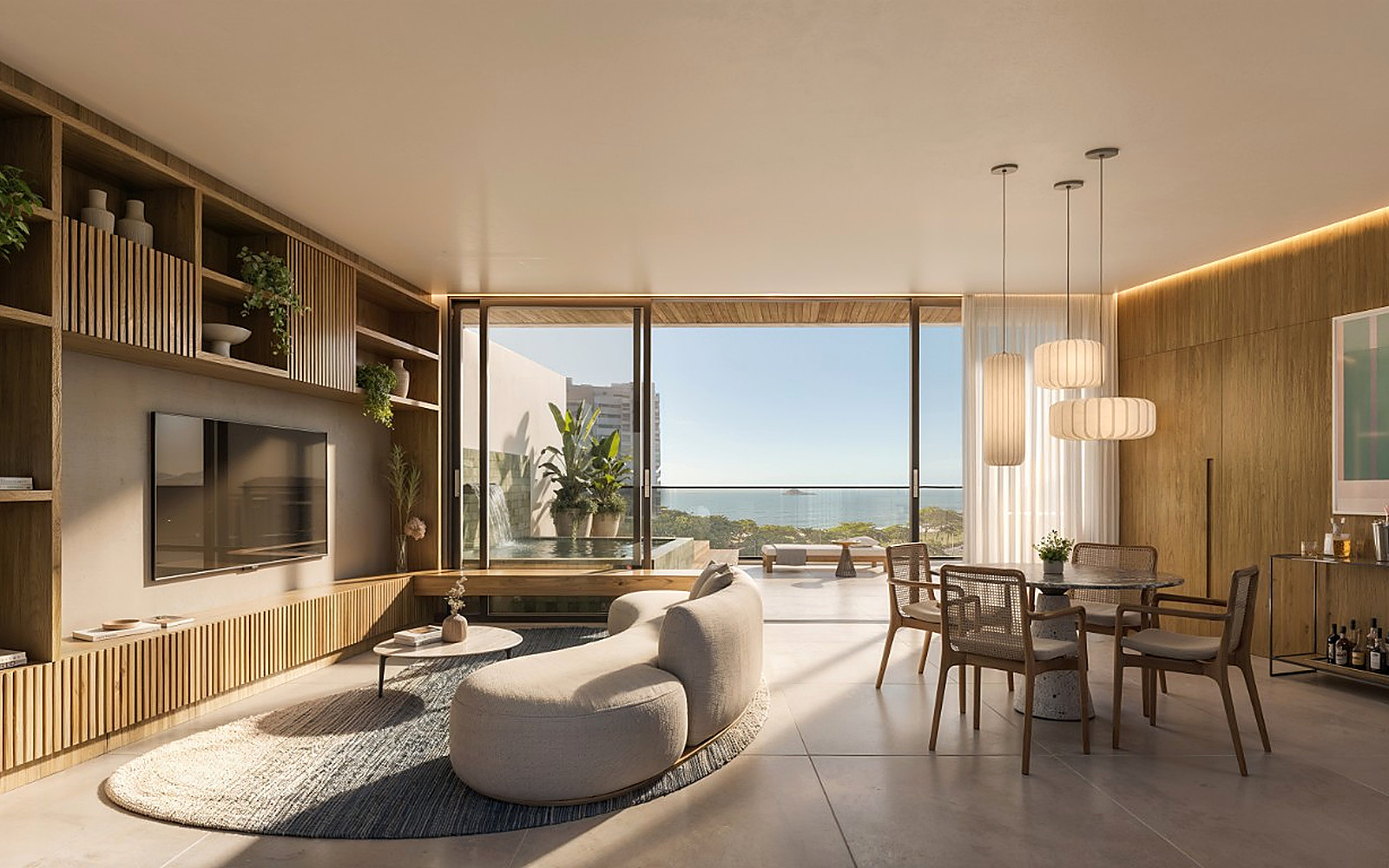 Living de cobertura duplex do Vista Joá com vista para o mar em São Conrado Living de cobertura duplex do Vista Joá com vista para o mar em São Conrado